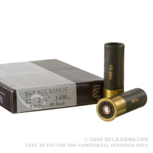 100 Rounds of 12ga Ammo by Baschieri & Pellagri – 2-3/4″ 1 1/5 ounce 00 Buck