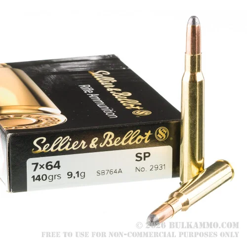 20 Rounds of 7x64mm Brenneke Ammo by Sellier & Bellot – 140gr SP