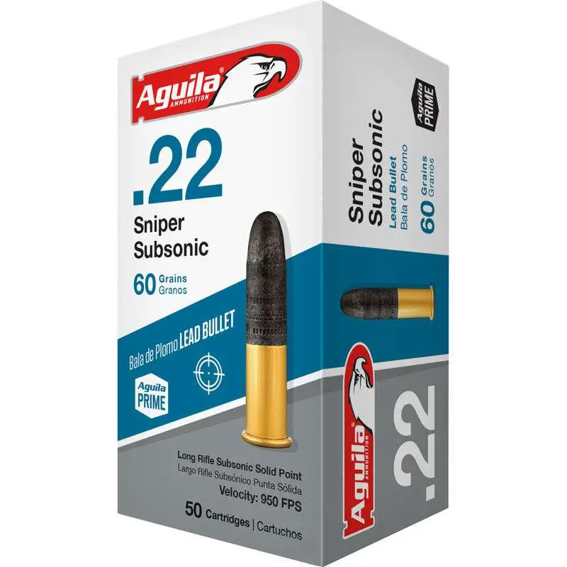 Aguila Sniper Subsonic .22 LR 60 Grain Lead Round Nose 50 Round Box - 1B220112