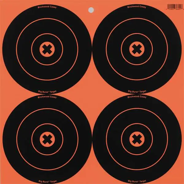 Birchwood Casey 36612 Big BurstSelf-Adhesive Paper 6" Bullseye Orange Target Sheet w/Black Targets 12 Per Pack