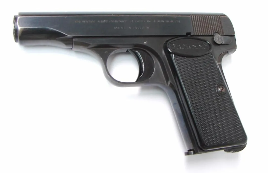Browning 1910 .380 ACP caliber pistol. Belgian made (1955 model) pocket pistol. Has some wear and a bit of pitting. Very good co (PR19537)