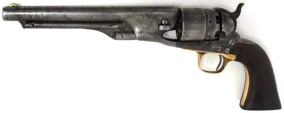 Colt 1860 Army 4 screw frame revolver in 12xxx serial number range. Good plus to very good condition (grips are old replacements (c3902)
