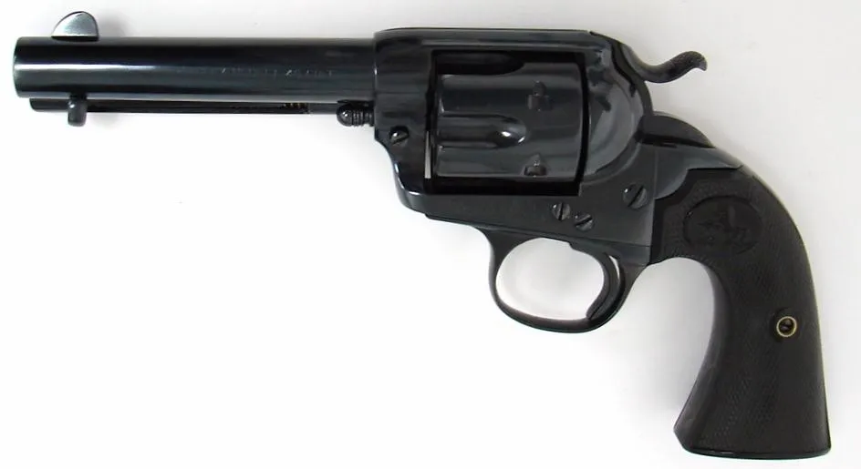 Colt Bisley .45 LC caliber revolver. Manufactured approximately 1900. Action is crisp. Gun is refinished to a high lustre blue a (C6425)