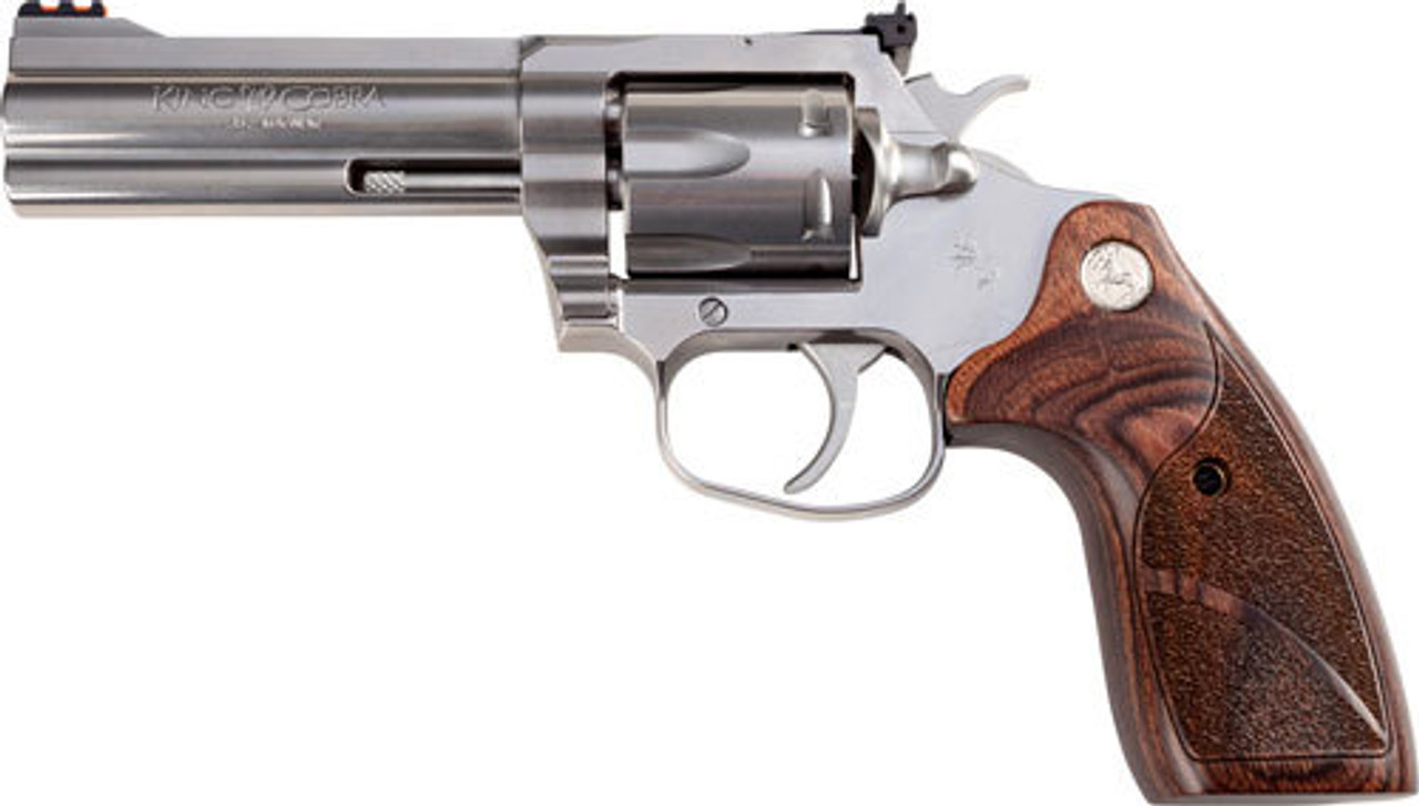 Colt King Cobra Target Revolver, 357 Magnum/38 Special, 4.25″ Barrel, Steel Frame, Stainless Finish, Altamont Wood Grips, 6Rd