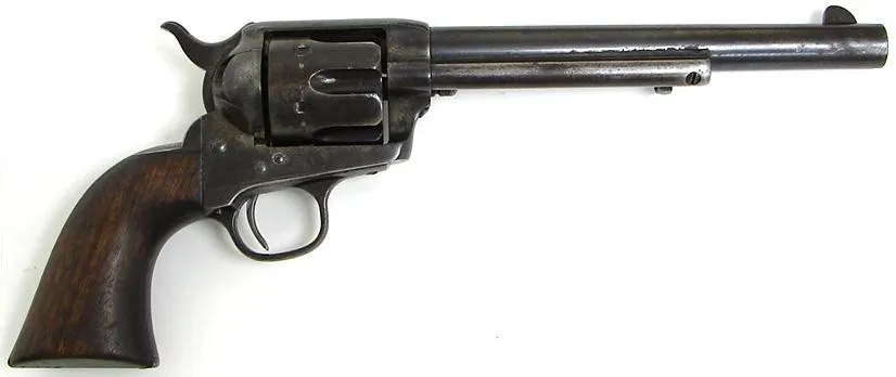 Colt Single Action U.S. Army issue revolver. RAC inspected. 136xxx serial number range. 25% blue & sharp grips. Marked RAC on bo (c2814)
