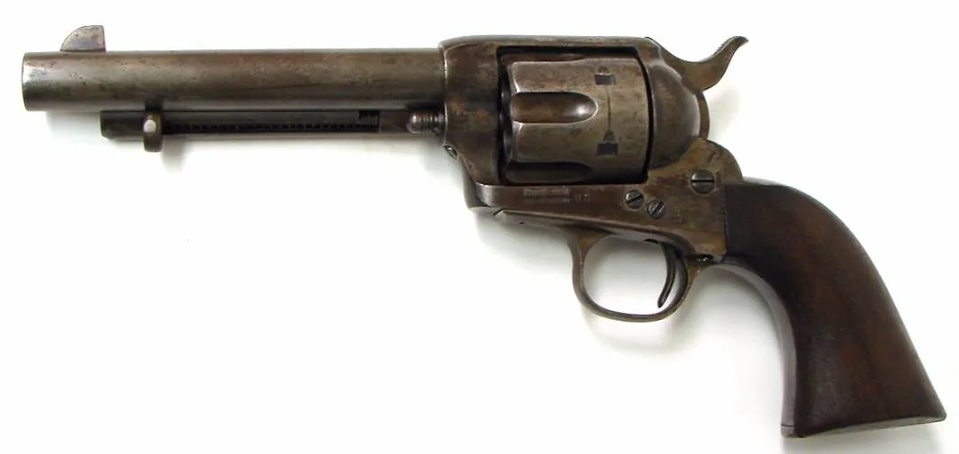 Colt U.S. Artillery .45 caliber revolver. Single action revolver very good plus bore. Action works perfectly. Grips are very goo (C7718)
