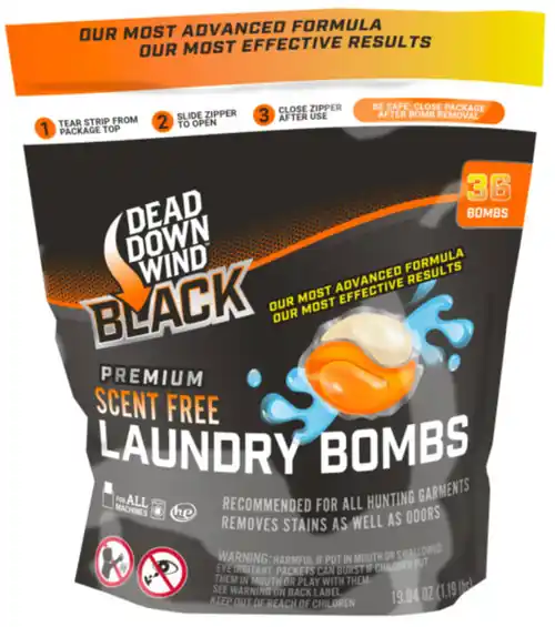 Dead Down Wind 118418 Laundry Bombs Black Premium Odor Eliminator Unscented Scent 36CT UPC 873881009970