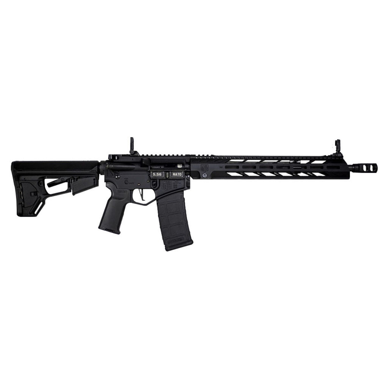 Diamondback DB15 5.56/.223, 16″ Barrel, ACS-L Stock, DB Rail, MBUS Pro Sights, M-LOK, Black, 30rd