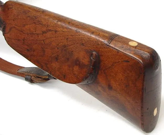 German Flintlock Fowler rifle in the style of a Jaeger rifle. Has silver embellishments on barrel. Very good overall condition. (al2285)