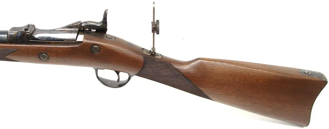 Harrington & Richardson 1873 .45-70 Government caliber rifle. Replica Officers model rifle with checkered stock and engraved rec (r7312)