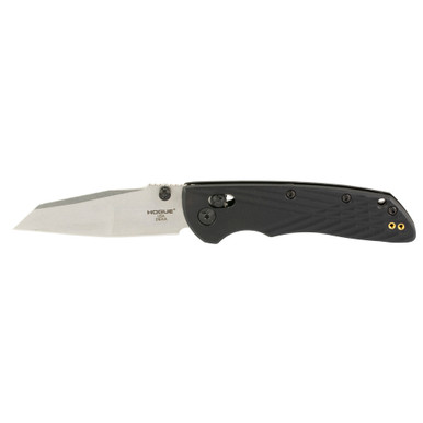 Hogue Deka | Folding Knife | CPM MagnaCut | Stone Tumble Finish | Silver | Plain Modified Wharncliffe Edge | 3.25" Blade | Black Polyamide Nylon 12 Grips | 24369