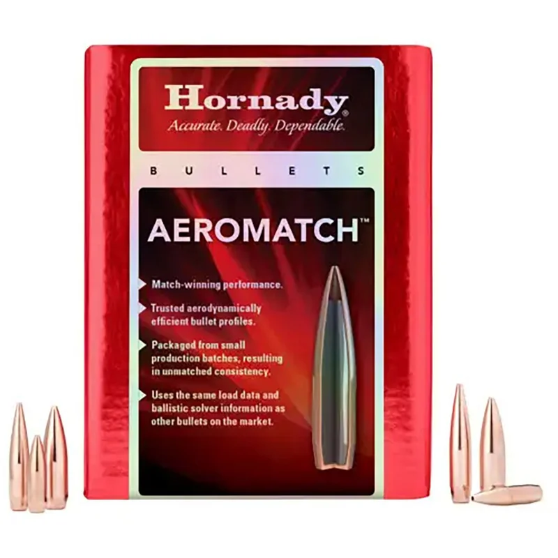 HORNADY – AEROMATCH 6.5MM/264 CAL .264″ HOLLOW POINT BT RIFLE BULLETS
