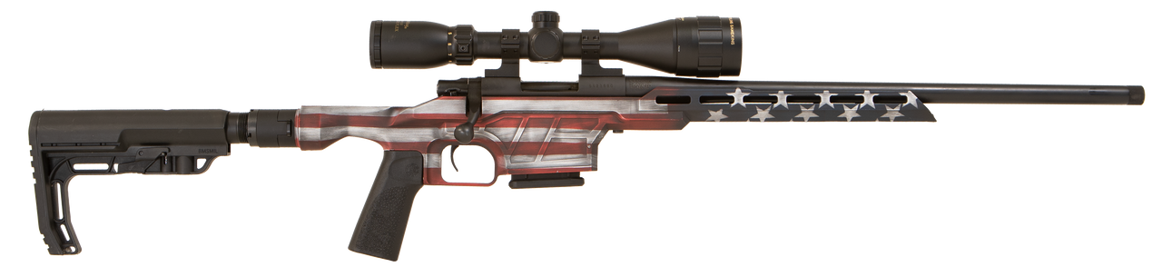 Howa M1500 Mini Excel Lite 6.5 Grendel, 20″ TB, American Flag Cerakote Black Folding HTI Excl Lit Chassis Stock, 5rd
