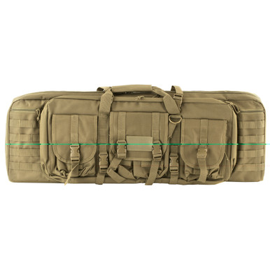 NcSTAR Double Carbine Case | 36" Rifle Case | Nylon | Tan | Exterior PALS Webbing | Interior Padded with Thick Foam | Accommodates two Rifles | CVDC2946T-36