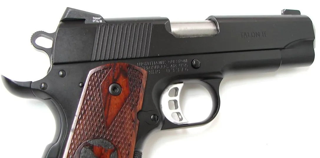 Nighthawk Custom Talon II .45 ACP caliber pistol. 4 1/4″ Carry Gun with bobtail grip frame and single side safety. Comes with ba (PR20085)