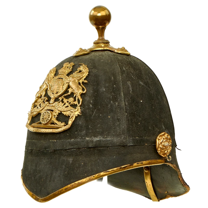 Original British Victorian Army Artillery Officer Blue Cloth Dress Spike Helmet – 1878-1902