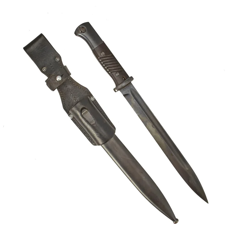 Original German WWII 1938 dated 98k Bayonet by Clemen & Jung with Scabbard & Frog – Matching Serial 6477 h