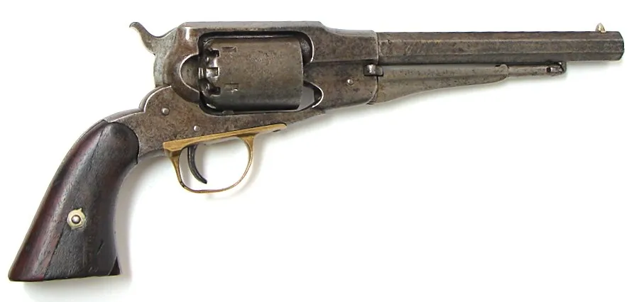 Remington 1861 Navy (old Model Navy). Gun shows use and has no finish. Barrel markings are legible. Action works fine. Gun has a (AH2899)