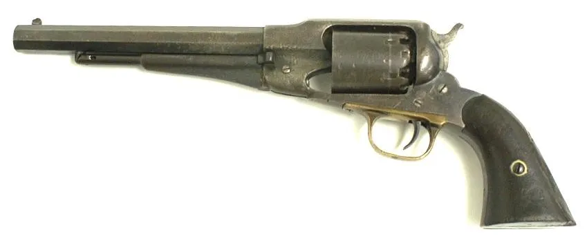 Remington New Model Army .44 caliber revolver. U.S. Army issue. Very good condition with lots of blue. Inspector marked and cart (ah1411)
