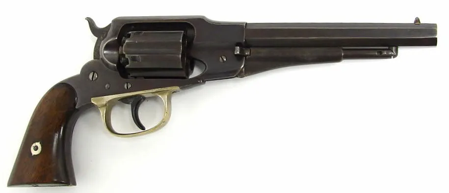 Remington Rider .36 caliber double action percussion revolver. Good looking gun with fine smooth patina and very good grips. Fro (ah1766)
