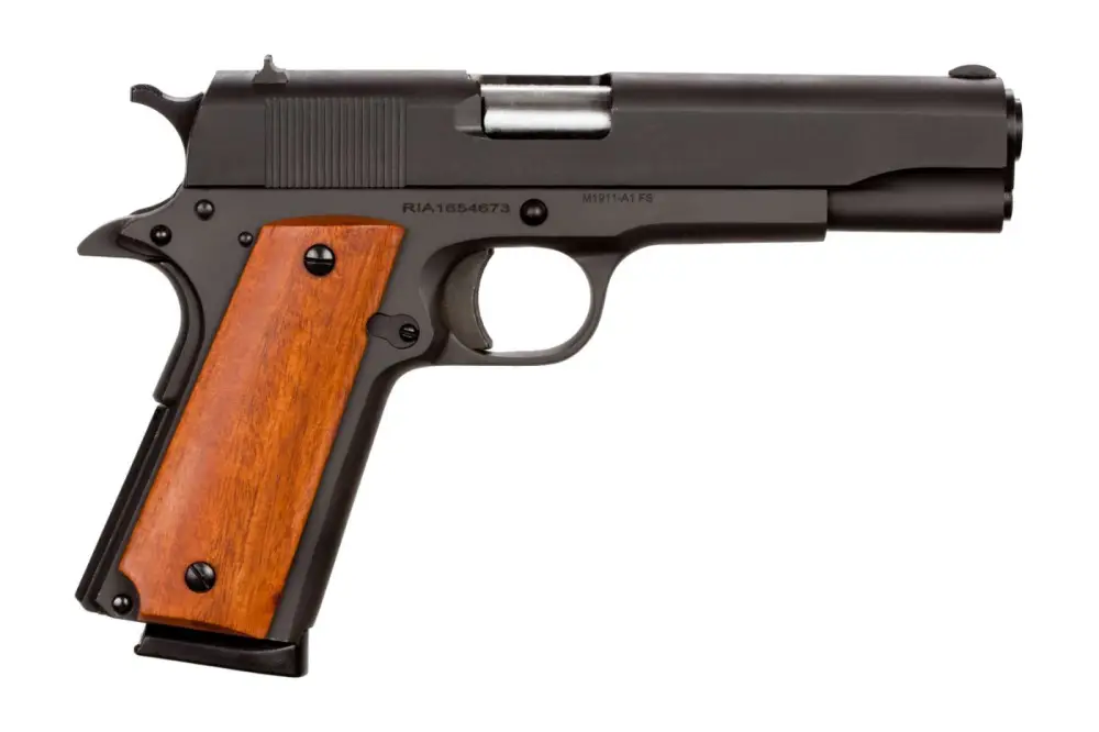 Rock Island 51421 GI Standard FS *CA Compliant 1911A1 45 ACP 5" 8+1 Black Parkerized Wood Grip Fixed Sights