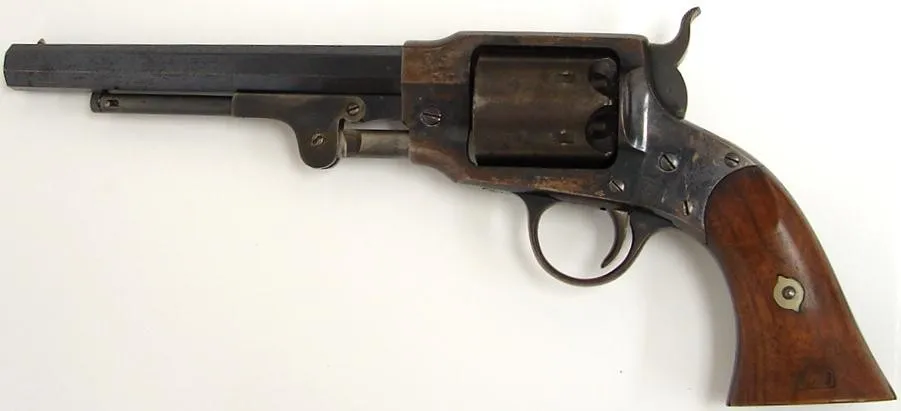 Rogers & Spencer Percussion .44 caliber Civil War revolver with 60-70% blue and excellent inspectors cartouche. Very fine exampl (ah2282)
