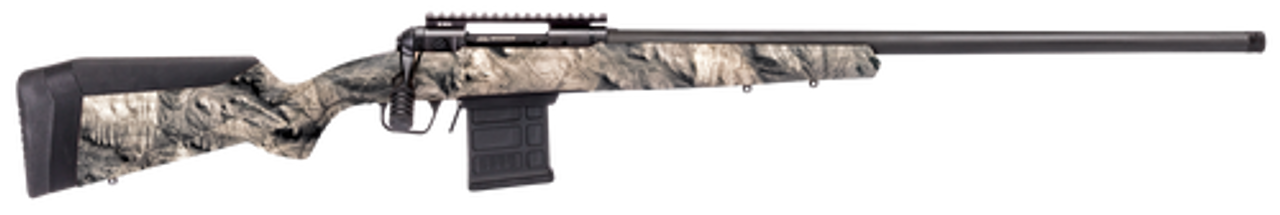 Savage 110 Ridge Warrior Bolt 6.5 Creedmoor, 24″ Barrel, Accustock Mossy Oak Overwatch Stock Gunsmoke Gray PVD, 10rd