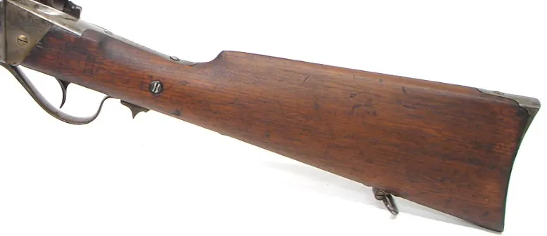 Sharps 1863 military rifle. Very sharp gun with thinning blue on the barrel. Wood is very fine with very sharp cartouches. Gun l (al2775)