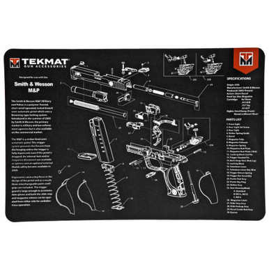 TekMat S&W M&P Pistol Mat | 11"x17" | Black | Includes Small Microfiber TekTowel | Packed In Tube | TEK-R17-SW-MP