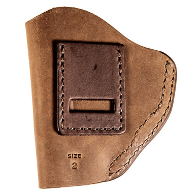 Uncle Mikes-leather(1791) UMIWB2BRWA Inside the WaistbandIWB Size 02 Brown Leather Belt Clip Fits Small Frame Revolver Right Hand