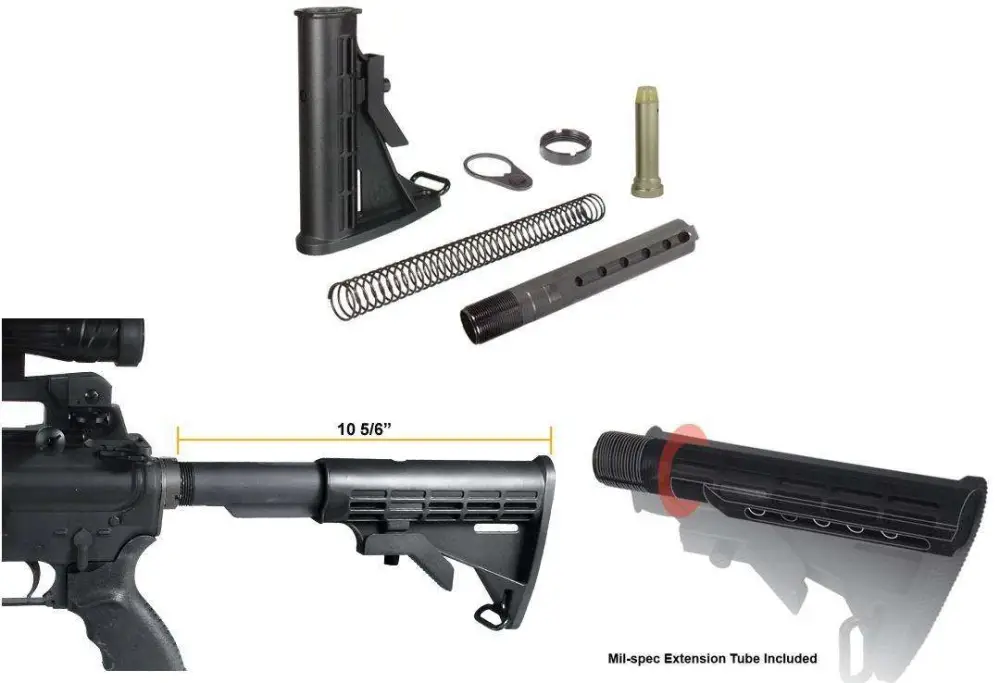 UTG Pro RBU6BM Mil-Spec Stock Assembly AR15/M16 Black Polymer w/Aluminum Tube