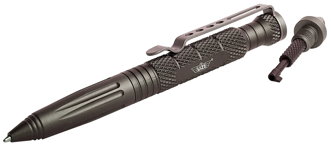 Uzi Accessories UZITACPEN6GM Tactical Pen Gun Metal Aluminum 6″ Features Glass Breaker/Cuff Key