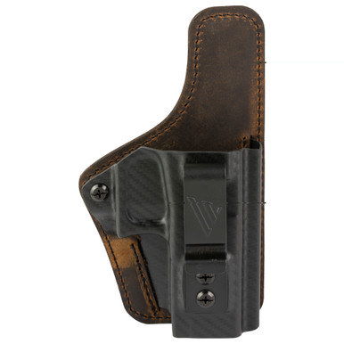 Versacarry Compound Custom Holster | Inside Waistband Holster | Right Hand | Fits Glock 43/43X | Distressed Leather and Polymer | Brown | 1CC26-21G43