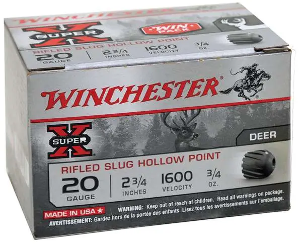 Winchester Super-X 20 Gauge 2.75" 3/4 oz Rifled Slug 15 Round Box - X20RSM5VP