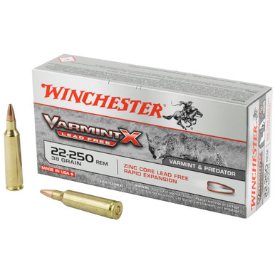 Winchester Varmint-X Rifle Ammo 22-250 Rem. 38 gr. Lead Free 20 rd.