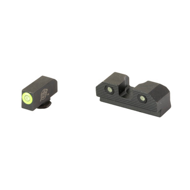 XS Sights R3D 2.0 | Tritium Night Sight | For Glock 17/19/22/23/24/26/27/31/32/33/34/35/36 | Green Front Outline | Green Tritium Front/Rear | GL-R201P-6G